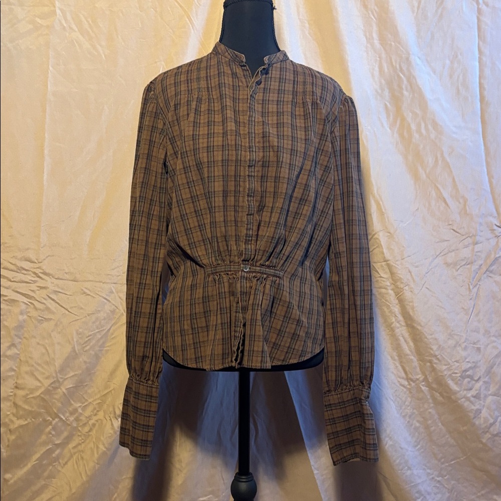 Ralph Lauren Blue Label Brown Plaid Blouse